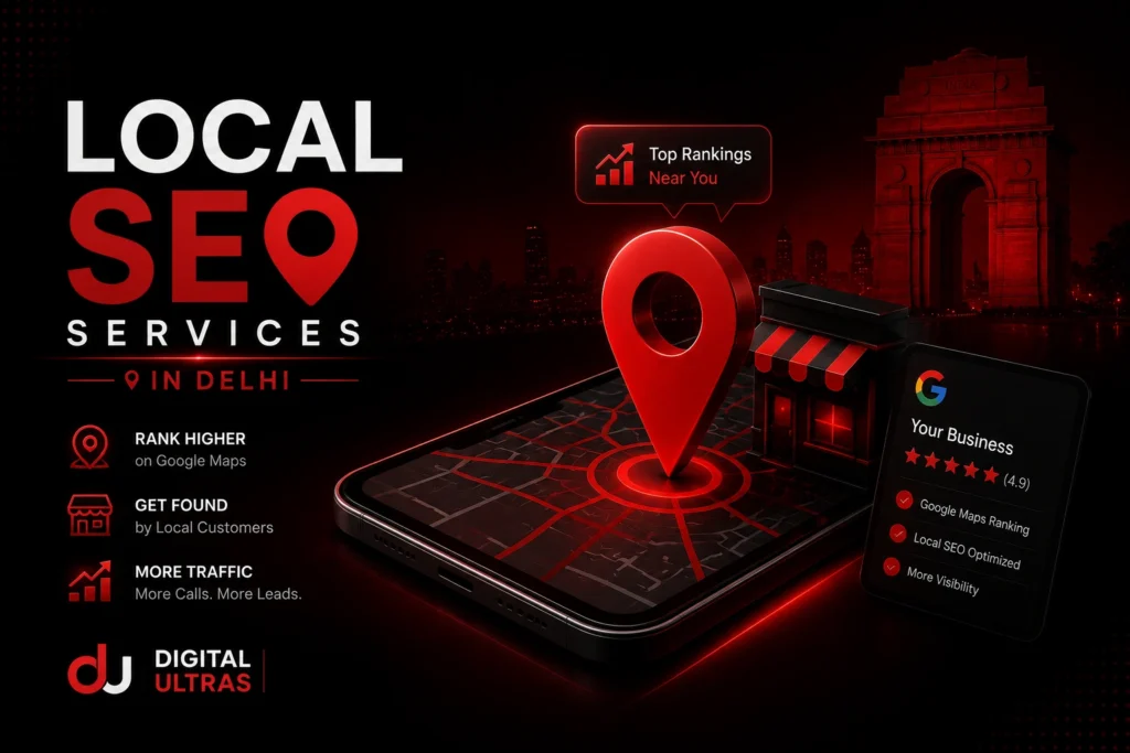 Local SEO services in Delhi by Digital Ultras - rank higher on Google Maps, get found by local customers, and drive more traffic near India Gate