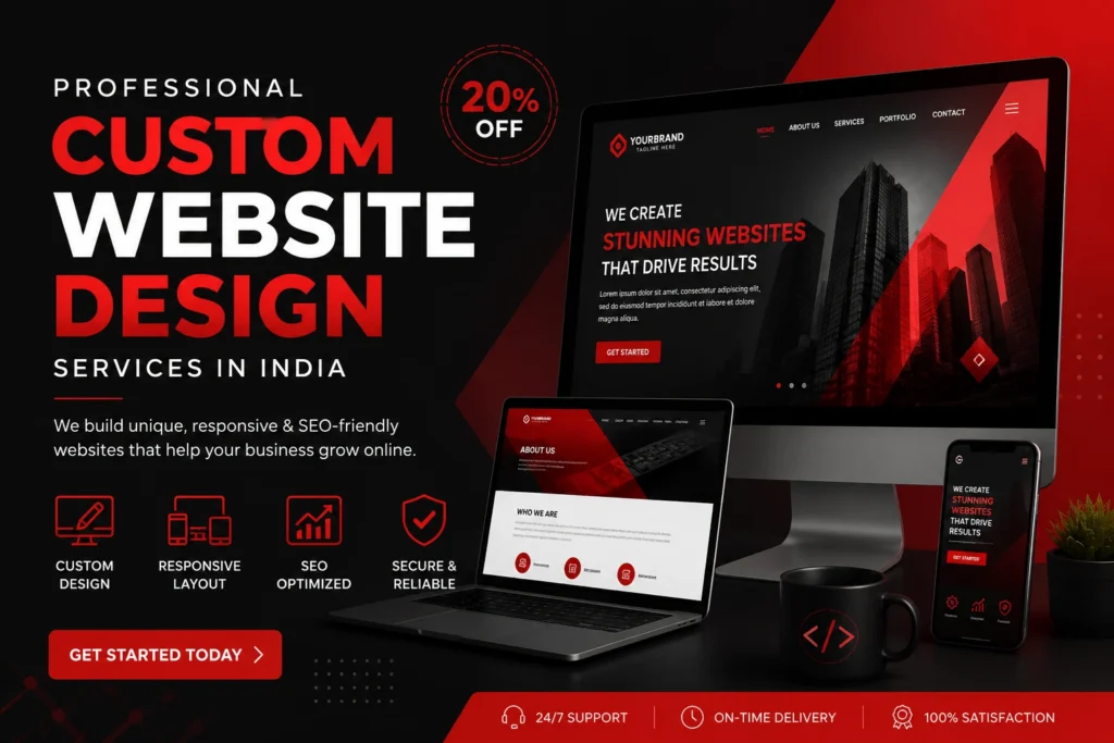 Custom website design services in India with responsive, SEO-friendly and professional website development solutions