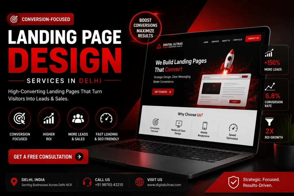 Landing page design services in Delhi focused on increasing conversions, leads, sales and ROI