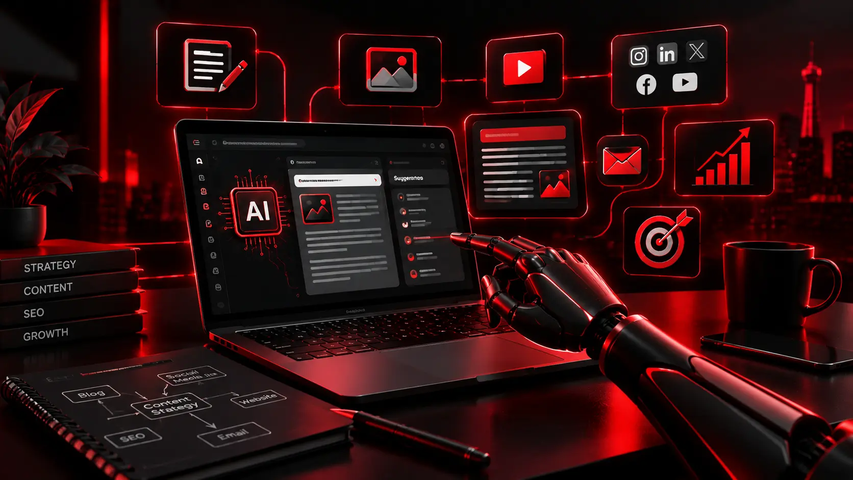 AI Content Marketing Services in Delhi for content strategy, AI content creation, SEO, and digital marketing